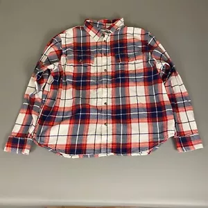 Old Navy Flannel Shirt Men's XXL Red Blue Plaid Regular Fit Built-In Flex - Picture 1 of 11
