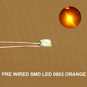 20pcs Pre-wired micro 0.1mm Copper Wire Orange SMD LED 0603 Lights Free Resistor - Picture 1 of 10