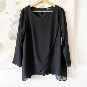 Soft Surroundings Top Size Small Belvedere Blouse Sheer Sleeves Layers Black NWT - Picture 1 of 8