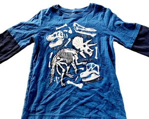 Jumping Beans Boys T-Shirt Dinosaurs Skeleton Blue Long Sleeve 12 - Picture 1 of 12