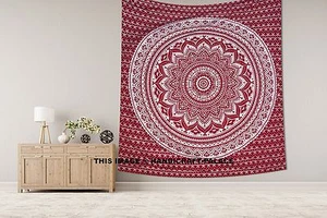 Indian Mandala Cotton Tapestry Wall Hanging Hippie Throw Bohemian King Bedspread - Imagen 1 de 2