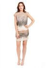 Drew Clothing Shera Side Ruched Sequin Mini Dress in Peach Combo XS
