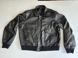 VGC Vintage Bomber Flight Jacket Men Size XL 50 Black - Picture 1 of 11