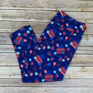 Mickey Minnie Mouse Ears USA July 4th Women's CAPRI Leggings Plus Size TC 12-20 - Picture 1 of 3