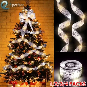 1-4PCS Christmas Ribbon Fairy Light 40 LED Battery Operated Indoor Outdoor Decor - Picture 1 of 7