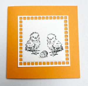 Stampin Up Grusskarte Ostern Küken Ei Q.603 Orangegelb 10,5 x 10,5 cm Handarbeit - Bild 1 von 3