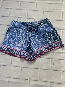 Pantaloncini Lilly Pulitzer M Katia alta marea con coulisse blu multicolore tasche rayon - Foto 1 di 13