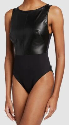 $318 Traje de baño Shan para mujer negro Eva cuero vegano de una pieza talla US 6 Foto 1 de 3