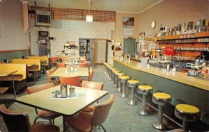 NU-CAFE Augusta WI Diner Interior Lunch Counter Coca-Cola Roadside 1950s Vintage - Picture 1 of 2
