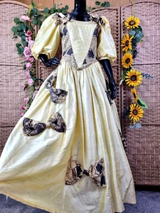 Vintage Lyn Ashworth Rohseide Kleid Pantomime Cinderella 12 hellgelb Hochzeit - Bild 1 von 19