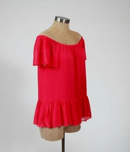 DR2 womens Medium Hot Pink Blouse Top Shirt Short sleeve - Picture 1 of 4