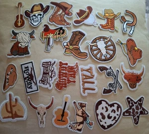 Vaquera Plancha Parches Música Country Vaquero Western Rodeo Paquete de 24 - NUEVO - Imagen 1 de 1