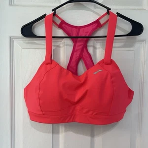 Sujetador deportivo Brooks Juno coral brillante/rosa talla 40B ajustable alto impacto 350071 - Imagen 1 de 11