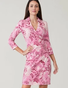 SPARTINA 449 Cristina Faux Wickelkleid rosa Blumen Freizeit Karriere Small Stretch - Bild 1 von 6