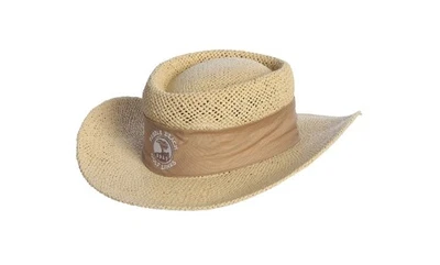 AHEAD AUTHENTIC HEADWEAR Golf Links Straw Hat Gambler w/ Tan Band -for comfort fit
