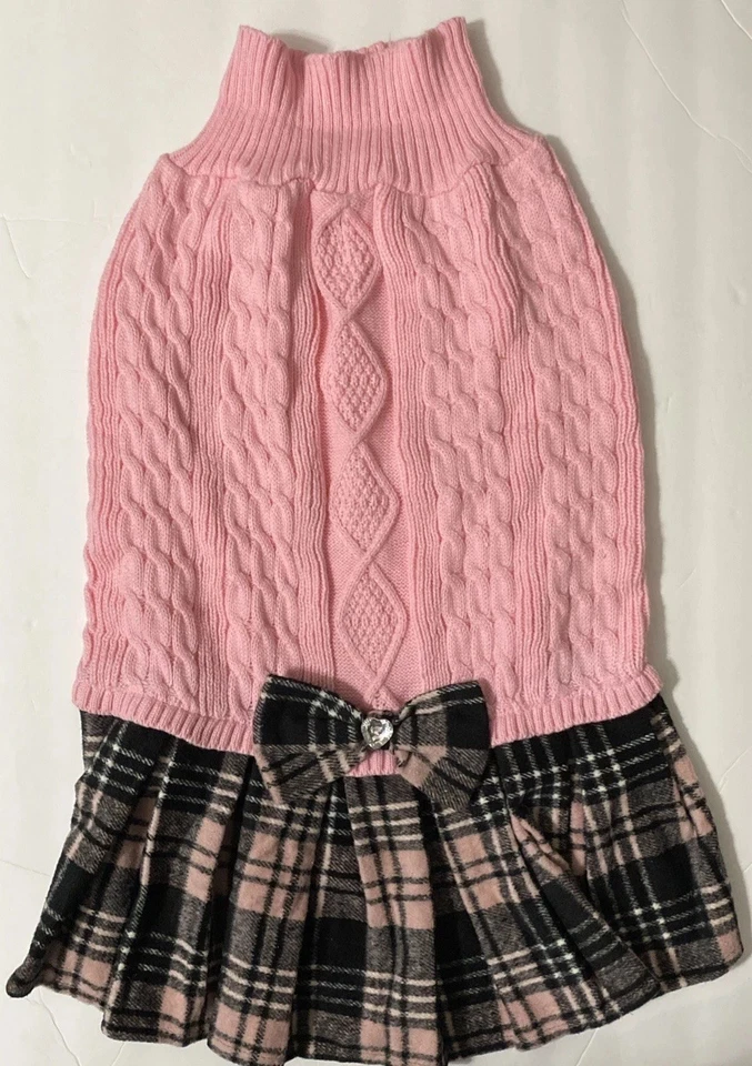 Dog Sweater for Big Girl Dogs 3XL Soft Pink Matching Jeweled Bow tie NWT - Image 1 of 4
