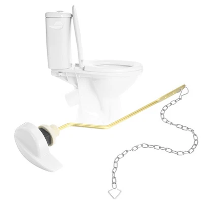 Palanca de mango de inodoro con cadenas de aleta montaje lateral, blanco Foto 1 de 4