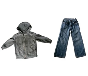 Boy's Clothes 5t Jeans And Gray Zip-Up Sweatshirt W/ Hood Old Navy Gymboree Lot - Picture 1 of 10