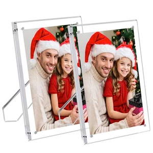 2er Pack 5x7 (volle Größe: 6x8) Acryl Bilderrahmen mit Ständer, klar magnetisch... - Bild 1 von 8