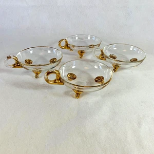 4er Set klares mundgeblasenes Glas mit goldenen Details Windelkompottschalen - Bild 1 von 7