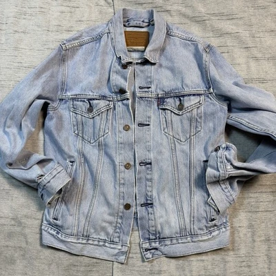 Chaqueta vaquera Levi's Trucker para mujer talla mediana azul etiqueta de cuero grande E Foto 1 de 4