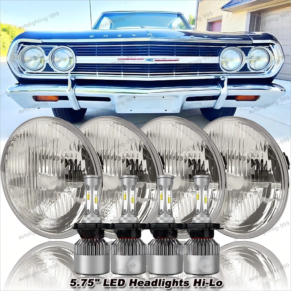 Para-1964-1970 Chevy-Chevelle-4PCS 5.75" 5-3/4" 6000k LED-Faros haz alto/bajo Foto 1 de 4