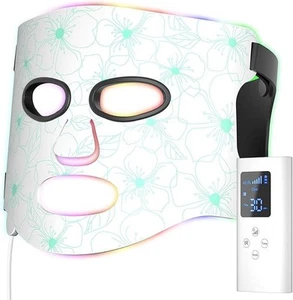 Máscara facial LED de silicona flexible de 7 colores terapia de luz recargable control remoto abierto - Imagen 1 de 8