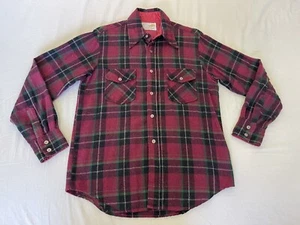 Western Gentleman Vintage Wool Flannel Size M Red Plaid - Picture 1 of 4