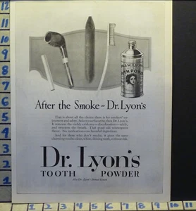1924 DR LYONS ZAHNPULVER PFEIFE ZIGARRE RAUCH ZAHNARZT GESUNDHEIT H25 - Bild 1 von 1