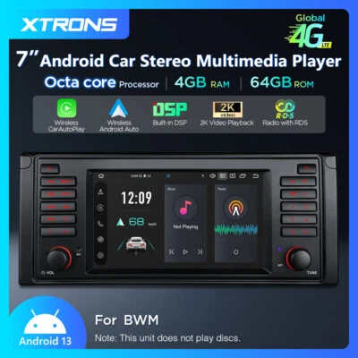 7" GPS Android 14 8-Core 4G LTE 64G Car Radio Stereo USB NAVI WIFI for BMW E39 - Image 1 of 4