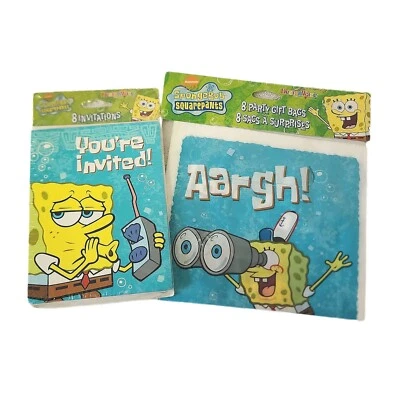 Vintage 2001 Spongebob Birthday Gift Set Invitations and Party Bag Nickelodeon - Image 1 of 4