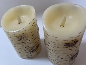 Genuine Pair Luminara Brand Flicker Candles Birch Bark Ivory color, Work Great - Picture 1 of 6