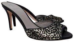 Zapatos de mula GINA para mujer negros dorados suaves lentejuelas tacón de aguja punta abierta EU 40 UK 7 - Imagen 1 de 7