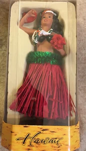 New Sealed Chiefly Co. Hawaiian Hula Young Girl Dashboard Doll Red Skirt 6.5” - Picture 1 of 11