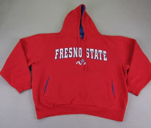 Vintage Fresno State Bulldogs Hoodie Mens Extra Large Red Pullover Sweater Y2K Cover
