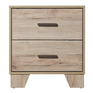 Modern Light Oak 2-Drawer Nightstand, Wood Bedside Table, Storage for Bedroom - Picture 1 of 8