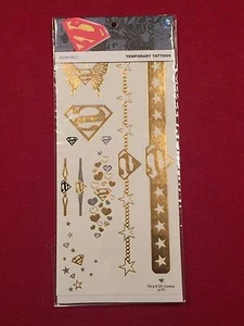 Superman Supergirl Temporäre Tattoos DC Comics NEU MIP - Bild 1 von 2