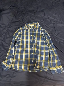 Old Navy Boys Shirt Plaid Long Sleeve Button Up - Size XL Blue/yellow - Picture 1 of 2