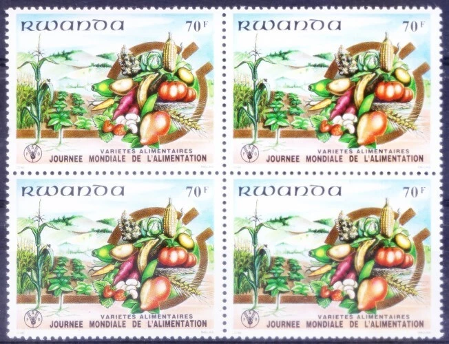 Rwanda 1982 MNH Blk, World Food Day, Vegetables Carrots, Tomatoes - Image 1 of 1