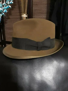 Stephen L. Stetson Fedora Style Hat Size 7 Olive Green Suede Vtg. Early Century - Picture 1 of 4