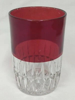 EAPG Ruby Stained Top CORONA Sunk Honeycomb Greensburg Glass Flat Water TUMBLER - Image 1 of 2
