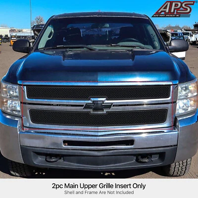 Fits 2007-2010 Chevy Silverado 3500/2500 Main Stainless Black Mesh Grille Insert - Image 1 of 4