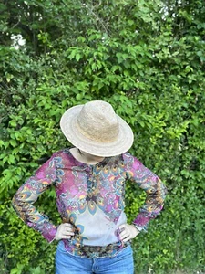 Camicetta Desigual grande semi trasparente stampa astratta floreale boho fata grunge Y2K - Foto 1 di 7