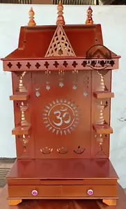 Wooden Temple with LED Light Home and Office Home Temple Pooja Mandir - Picture 1 of 6