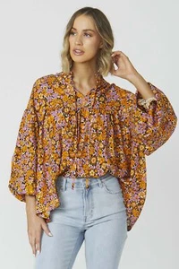 Sass Carmen Top in Toffee Floral - Picture 1 of 9