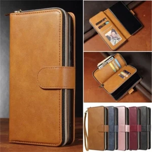 For Samsung S25 Ultra Plus S24FE S23 S22 S21 Case Leather Wallet Card Flip Cover - Picture 1 of 11