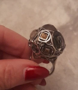 Very Unusual Silvertone Dyrberg Kern Orb Ring. Made In Copenhagen - Picture 1 of 11