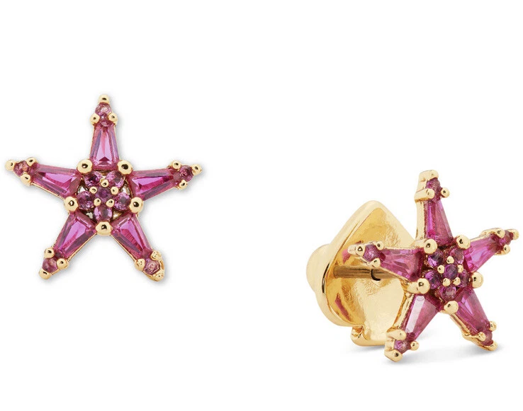 $48 NWT KATE SPADE CUBIC ZIRCONIA PINK STAR STUD EARRINGS - I7H - Image 1 of 1