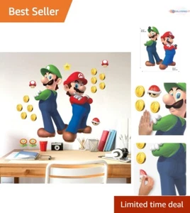 Super Mario Peel and Stick Wall Decals - 19 Reusable Decals in Bright Colors - Picture 1 of 8