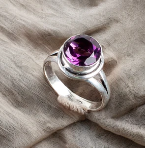 African Amethyst Gemstone 925 Sterling Silver Ring Handmade Jewelry Ring Gift - Picture 1 of 3